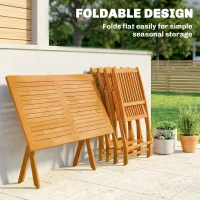 Outsunny Gartenmöbel Set FSC Holz Sitzgruppe 5-teilig Klappbar Tisch mit 4 Klappstühlen Lamellendesign(m-5)