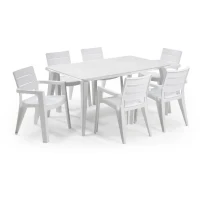 Table de jardin - Rectangulaire - Coloris : blanc - En résine - 6 personnes - LIMA - Allibert by KETER(m-3)