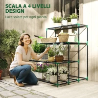 Outsunny Scaffale Porta Piante a 4 Livelli in Acciaio, 94x84x110 cm, Verde Scuro(m-4)