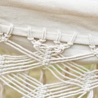 Outsunny Cama de Rede Suspensa 288x150 cm de Algodão com Bolsa de Transporte Capacidade 180 kg para Pátio Terraço Campismo Creme(m-12)