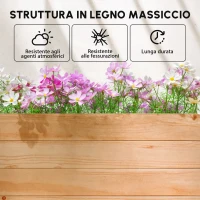 Outsunny Fioriera rialzata con traliccio laterale e superiore, vaso da fiori fori di drenaggio, 200x44x113,5cm, legno naturale(m-5)