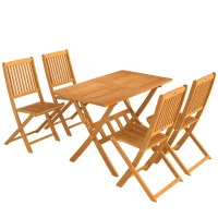 Outsunny Gartenmöbel Set FSC Holz Sitzgruppe 5-teilig Klappbar Tisch mit 4 Klappstühlen Lamellendesign(m-1)