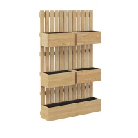 Outsunny Hochbeet Holz, verstellbar Pflanzbeet mit Rankgitter Frühbeet Gartenbeet 60x16x100cm Naturholz(m-1)