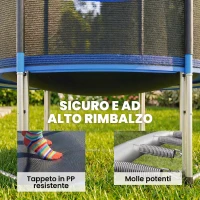 SPORTNOW Trampolino da Giardino con Rete di Protezione e Scala, Ø183 cm, Blu(m-6)