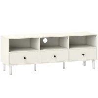 HOMCOM Móvel de TV Moderno com 3 Compartimentos Abertos 3 Gavetas para Televisão de 45/55/65 Polegadas 120x34x45 cm Branco(m-1)