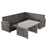 Outsunny Salon de Gradina Set 3 Buc 2 Canapele de Exterior 1 Masa Ratan Gri(m-13)