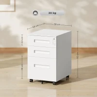 Vinsetto Three-Drawer Steel Filing Cabinet - White(m-3)