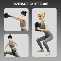 HOMCOM Peso Russo de 4 kg Kettlebell Fitness Preenchido de Areia com Punho Largo Antiderrapante 18x12x20 cm Preto(m-4)