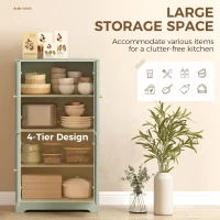 HOMCOM 4-Door Kitchen Storage Cabinet with Adjustable Shelves - Green(m-5)