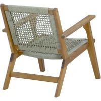 Fauteuil de jardin bas en bois d'Acacia FSC et en corde - MERIDA - Vert olive(m-4)