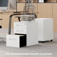 Vinsetto Three-Drawer Steel Filing Cabinet - White(m-8)