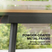 Outsunny Stół Ogrodowy 140 x 80 cm dla 6 Osób, Odporność na Warunki Atmosferyczne, Blat WPC, Regulowane Nóżki, Teak(m-6)