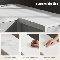 HOMCOM Secretária de Canto Reversível com 6 Gavetas 126x48 cm com Tomada de Energia Porta USB e USB-C Branco(m-7)