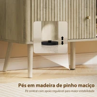 HOMCOM Móvel de TV para Televisão até 55 Polegadas com Porta Acanalada Prateleira Ajustável Compartimentos Abertos 115x35x49 cm Carvalho(m-7)