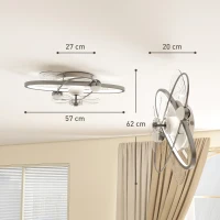 HOMCOM Ceiling Fan with Light and Remote, 3 Colour Temperatures, LED Mount Ceiling Fan Light for Bedroom, Silver Tone(m-3)