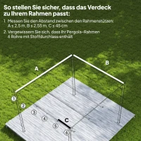 Outsunny Ersatzdach für 3 x 3 m Pergola, einziehbar, mit Regenabflusslöchern, wetterfest, Polyester, 250 x 255 cm Hellgrau(m-4)