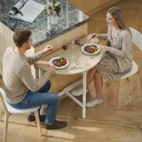 HOMCOM Inklapbare Ronde Eettafel, 80 cm Tafel met Stalen Frame, Geschikt voor 2-4 Personen, Houtlook(m-9)