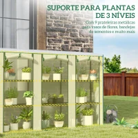 Outsunny Estufa Pequena com Prateleiras de 3 Níveis Portas com Fecho de Correr Estufa para Cultivar 215x46x151 cm Branco(m-5)