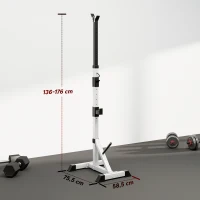 HOMCOM Suporte para Barras de Pesos Ajustável 2 Peças de Aço Treinamento em Casa Peso 200 kg 58,5x75,5x136-176 cm  Prata e Preto(m-3)
