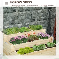 Outsunny Fioriera da Giardino a 3 Livelli, Orto da Giardino con 9 Compartimenti in Legno di Abete e Tessuto non Tessuto, 117x100x54cm, Legno naturale(m-6)
