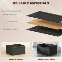 HOMCOM Chest of Drawers, Dresser with 2 Fabric Drawers and Aluminium Handles - Black(m-5)