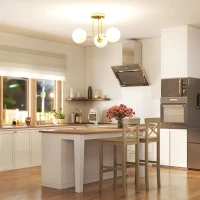 HOMCOM Plafonnier LED 25W, luminaire plafonnier 3 lumières avec douilles G9, abat-jour globe, 42 x 42 x 26,5 cm, doré(m-8)