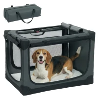 PawHut Cușcă de Transport Pliabilă pentru Câini și Pisici cu Pernă, Husă Lavabilă, Uși, din Oxford Respirabil 600D, 76x54x54 cm, Verde(m-11)