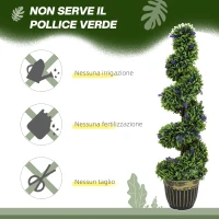 HOMCOM Set 2 Piante Finte Bosso a Spirale Anti-UV con Lavanda 115cm Verde e Blu(m-6)