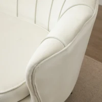 Homcom Canapea Vintage 130×77×77 cm – 2 Locuri, Catifea Crem, Stil Chic(m-9)