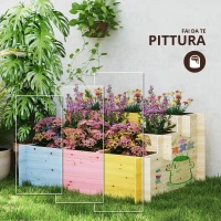Outsunny Fioriera da Giardino a 3 Livelli, Orto da Giardino con 9 Compartimenti in Legno di Abete e Tessuto non Tessuto, 117x100x54cm, Legno naturale(m-7)
