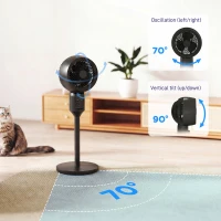 HOMCOM Air Circulator Fan Pedestal Cooling Fan with 3 Speed and Carry Handle, 9 Inch, Black(m-5)