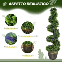 HOMCOM Set 2 Piante Finte Bosso a Spirale Anti-UV con Lavanda 115cm Verde e Blu(m-4)