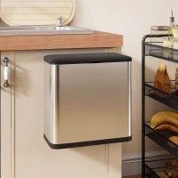 HOMCOM 8L Hanging Kitchen Bin, Rubbish bin with Lid and Removable Inner Bucket for Under Cabinet Door, Under Sink, Office(m-10)