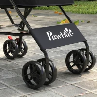 PawHut Dog Stroller, Foldable Cat Dog Pram for Miniature Breeds, Pet Stroller with Brake, Mesh Windows, Black(m-9)
