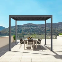 Pergola bioclimatique GAYA - Structure en aluminium et en acier - 290x290xH240 cm - Gris(m-3)