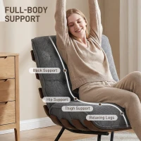 HOMCOM Accent Chair, Linen-look Fabric Reading Chair with Spring Cushion, Slatted Support, Steel Frame, Dark Grey(m-5)