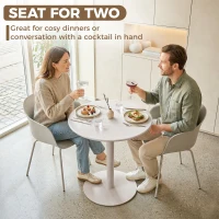 HOMCOM Ronde Keukentafel voor 2 Personen met Stalen Frame, Ruimtebesparend, Ø60 x 72 cm, Beige(m-4)