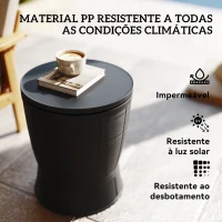 Outsunny Mesa Geleira para Exterior 41 L 3 em 1 Cool Bar Mesa Auxiliar com Altura Ajustável Balde de Gelo Tampa Elevável Preto(m-7)