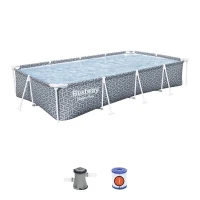 Kit Piscine hors sol tubulaire BESTWAY - Steel Pro™ - 366 x 201 x 66 cm - Rectangulaire (Inclus épurateur a Cartouche)(m-1)