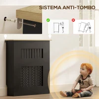 HOMCOM Cobertura para Radiadores Proteção Radiador de MDF 78x19x81 cm Desenho Moderno de Ripas Preto(m-6)