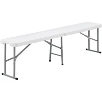Banc de réception pliable - TERRANOVA - Blanc - Structure en acier et assise en Polyéthylene PEHD - 4 personnes - 180x28xH43 cm(m-1)