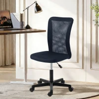 Vinsetto Computer Desk Chair, Mesh Office Chair with Adjustable Height and Swivel Wheels, Armless Study Chair, Dark Grey(m-2)