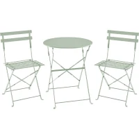 Set bistrot 2 personnes - Table ronde pliante 60 cm + 2 chaises - Acier thermolaqué - Vert(m-1)