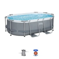 Kit Piscine hors sol tubulaire BESTWAY - Steel Pro MAX™ - 305 x 200 x 84 cm - Ovale (Livrée avev filtre a cartouche et 1 cartouche)(m-1)