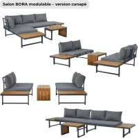 Salon de jardin BORA en aluminium 4 personnes - Modulable en canapé ou en transats(m-4)