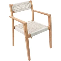 Lot de 2 fauteuils de jardin - ARAWA - Bois d'Acacia FSC - Empilable - Cordage tressé - 57 x 59 x 85 cm(m-3)