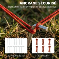 Outsunny Grande Tente Tunnel Camping 4 Personnes 3-4 Saisons Hauteur d'Homme 2 m Séjour XL 3,7 m Imperméable 3000mm Bleu(m-9)