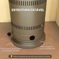 Outsunny Aquecedor a Gás 13 KW com Temperatura Ajustável Proteção Contra Tombos Ignição Piezoelétrica e Rodas 82x82x222 cm Cinzento(m-7)