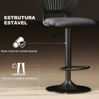 HOMCOM Conjunto de 2 Bancos Altos de Cozinha Giratórios a 360° Reguláveis em Altura de 84-105 cm 40,5x43x84-105 cm Preto(m-7)