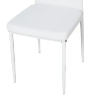 Homcom Set Dining Alb Modern – Masa + 4 Scaune Tapitate pentru 4 Persoane(m-19)